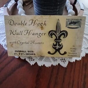 Double Hook Wall Hanger with Crystal Accents - Black